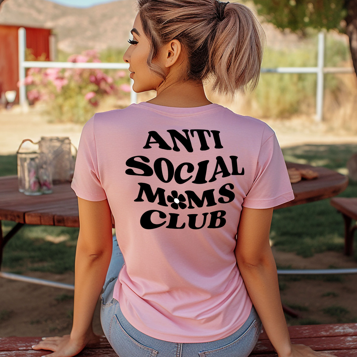 Anti Social Mom Club (Back,Front) SINGLE COLOR Transfer