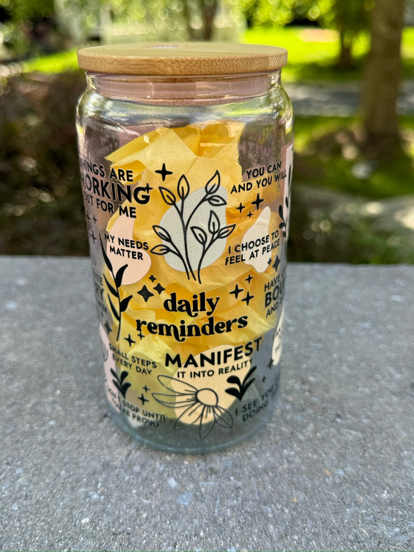 Daily Reminders-Glass Cup 16oz