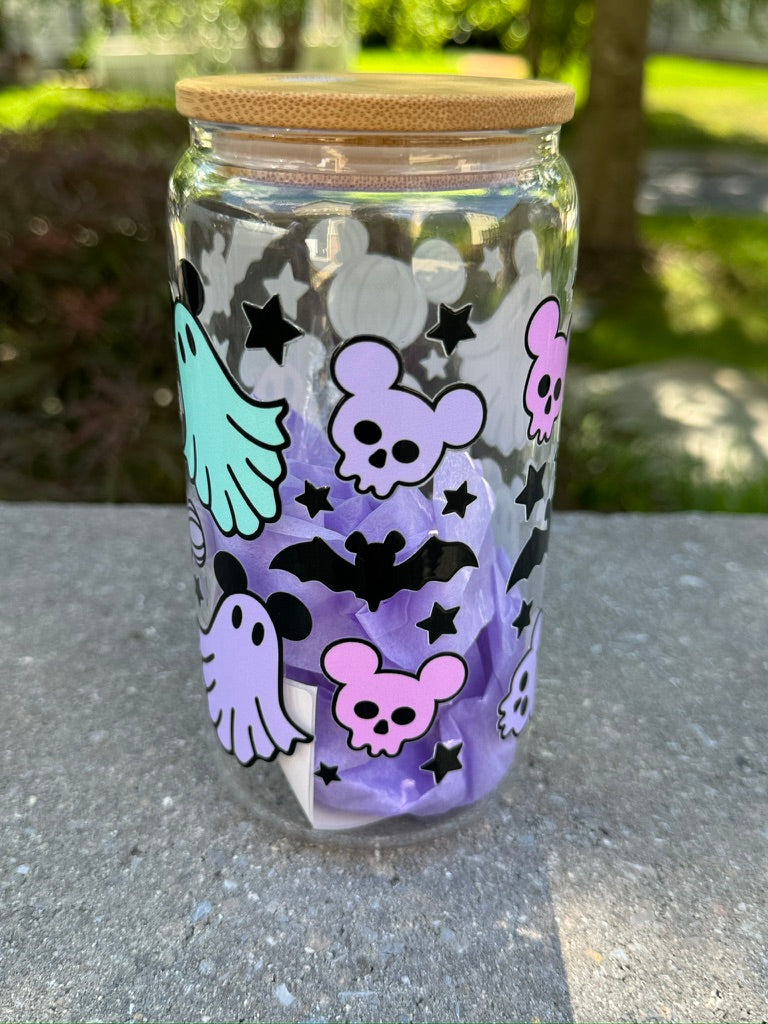 Spooky Mickey-Glass Cup 16oz