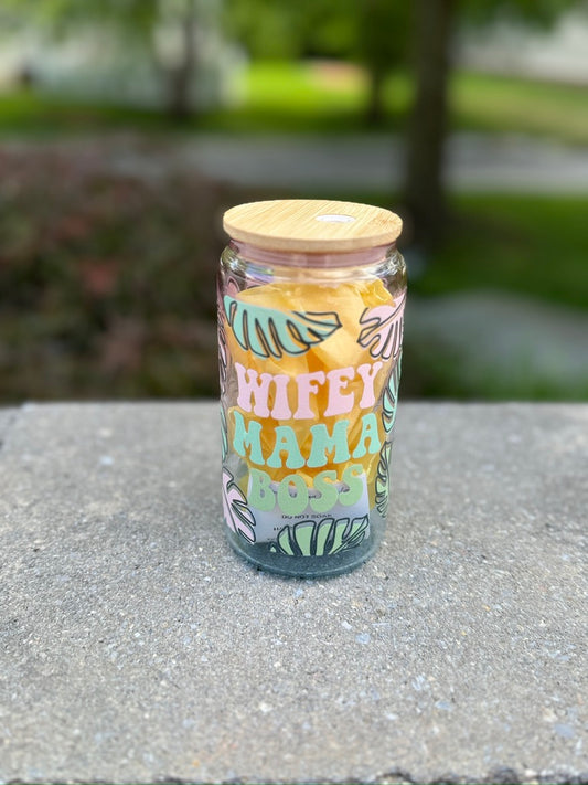 Wifey Mama Boss-Glass Cup 16oz