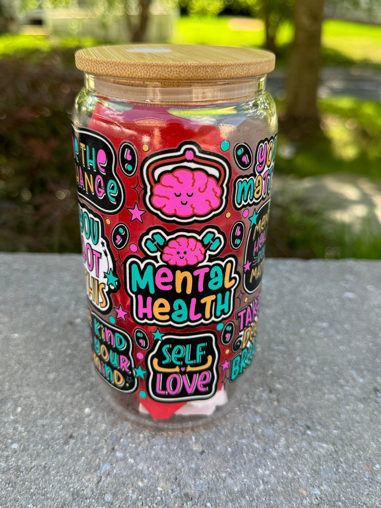 Mental Health-Glass Cup 16oz