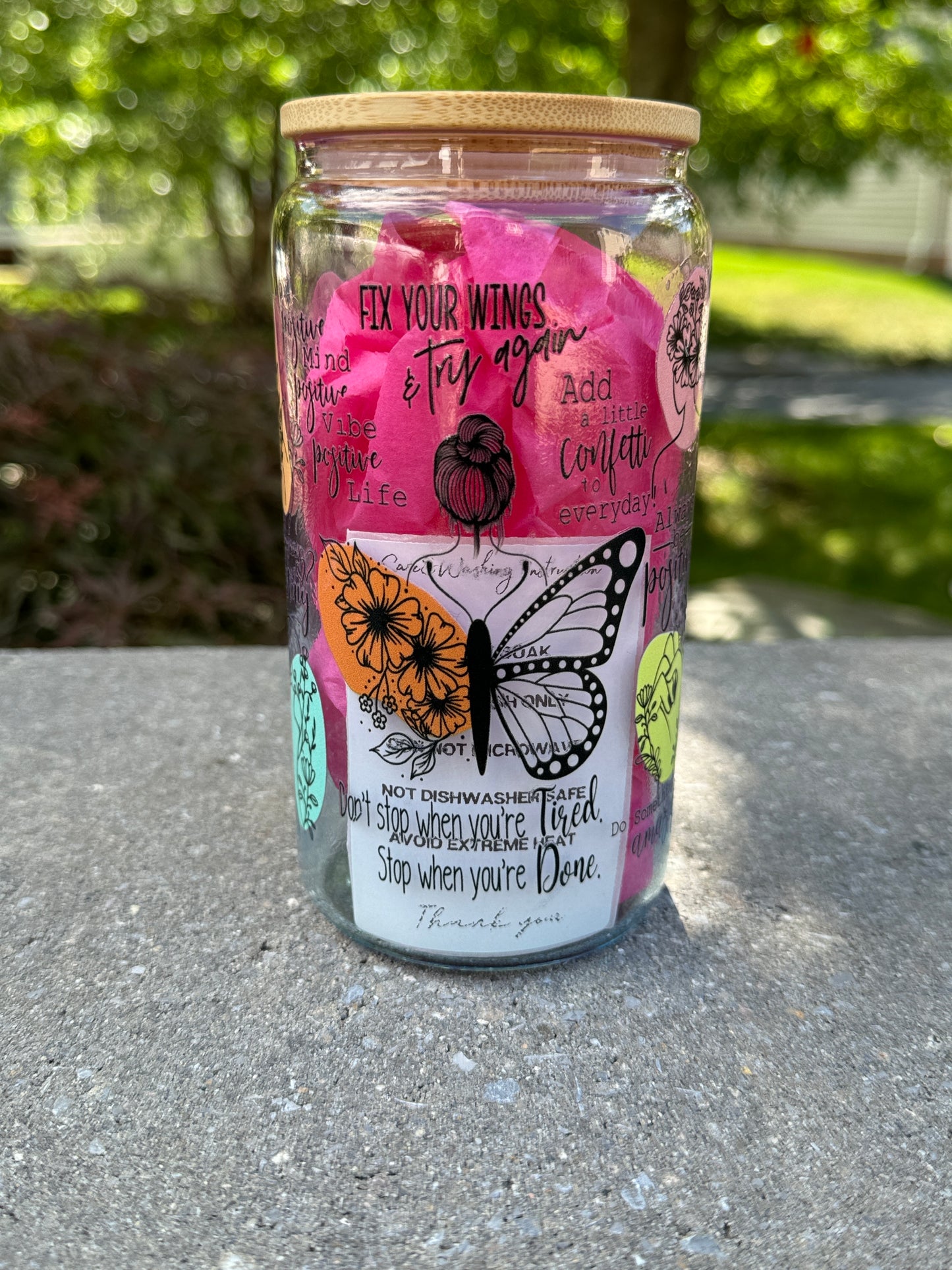 Butterfly Woman-Glass Cup 16oz