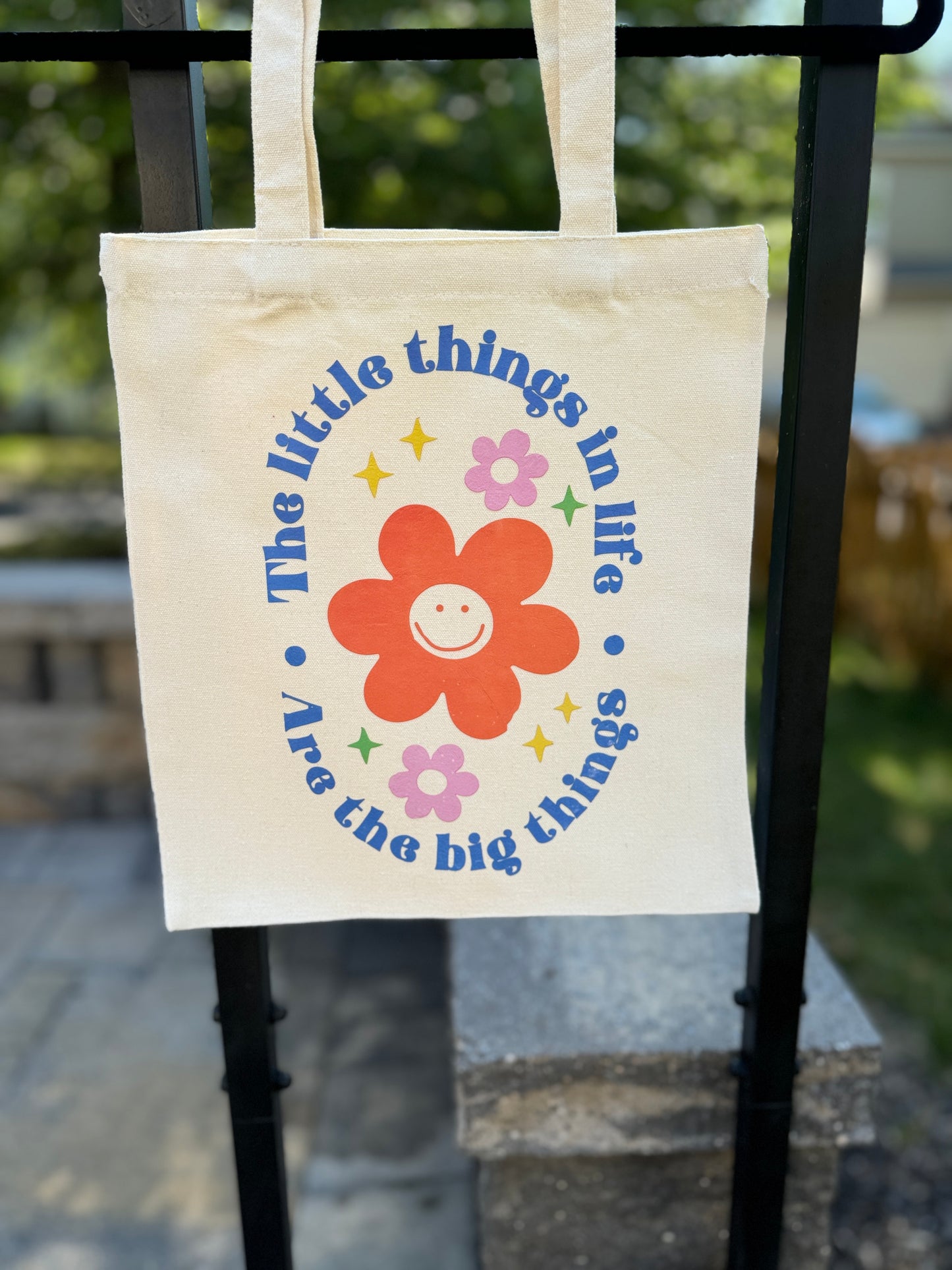 Screen Printed The Little things in Life-Canvas Tote Bag