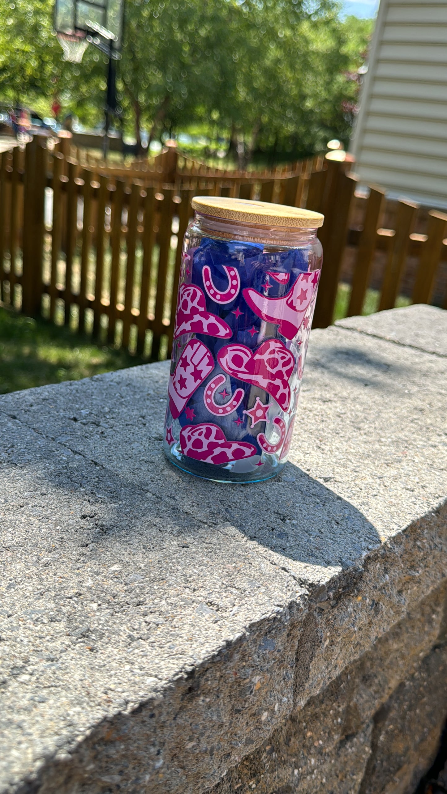 Cowboy Pink-Glass Cup 16oz