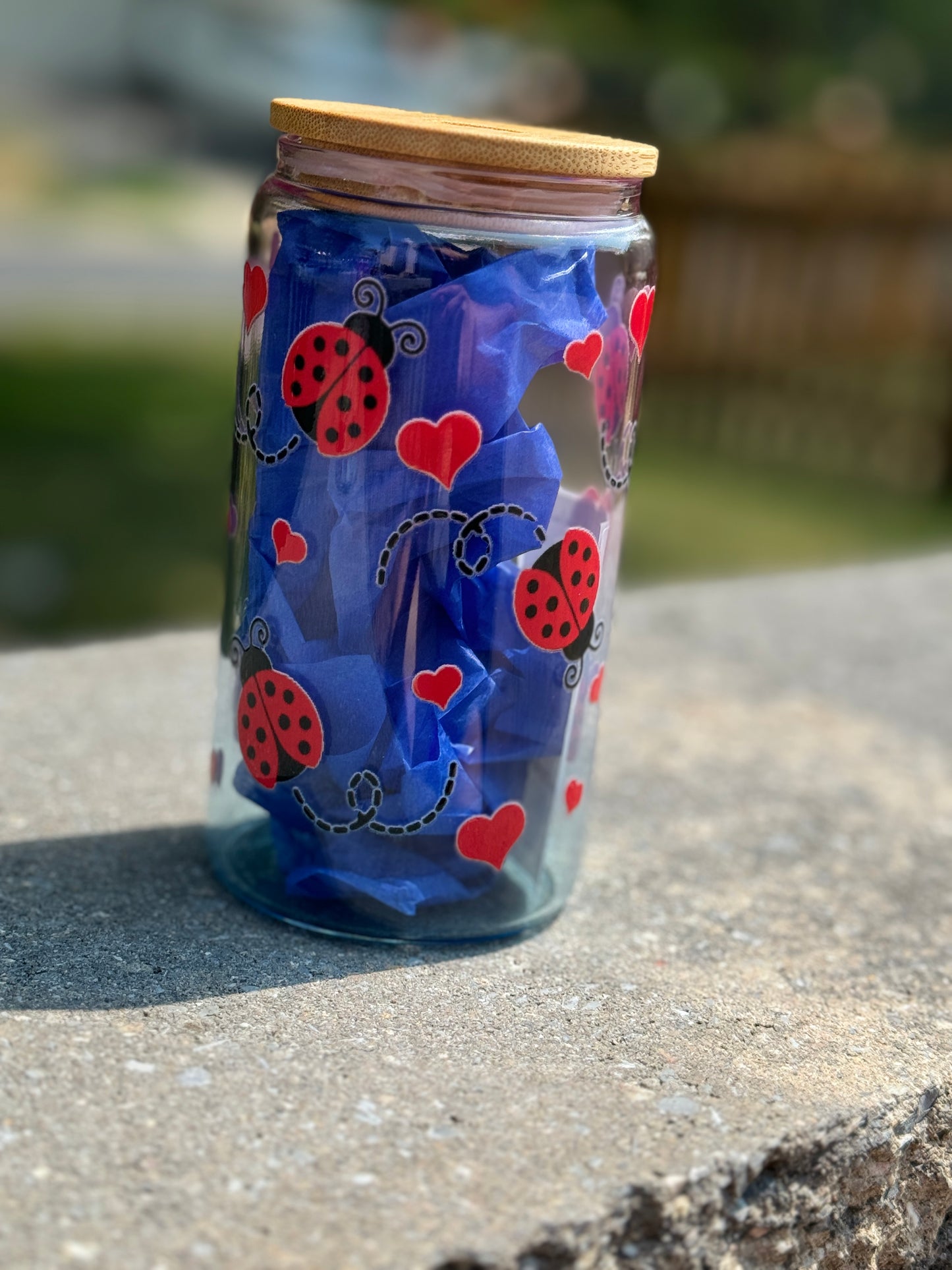 Lady Bugs -Glass Cup 16oz