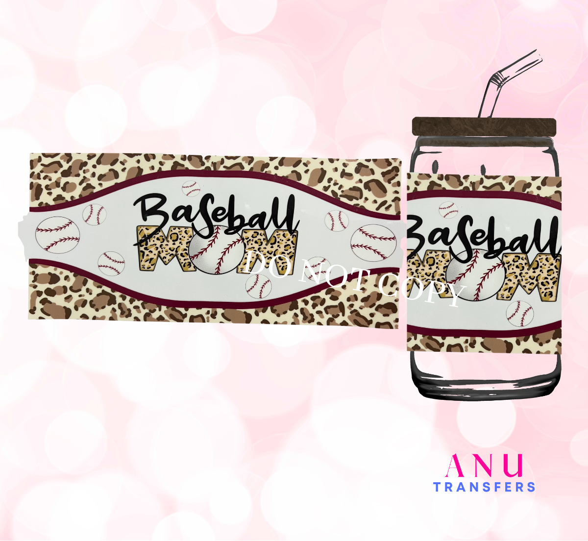 Baseball mom 16oz libbey cup wrap