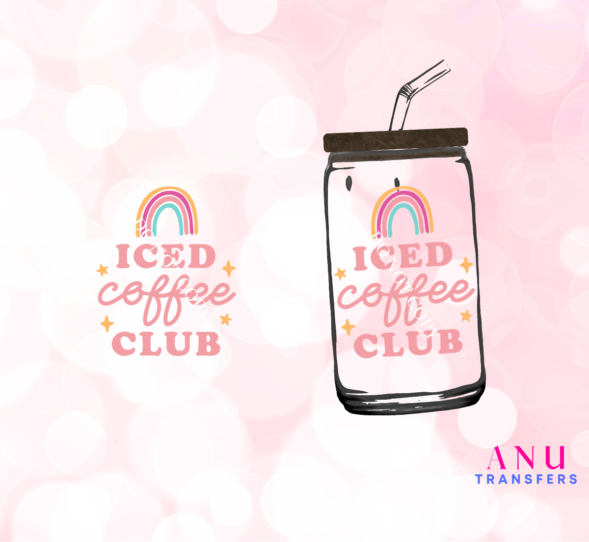 Iced Coffee club 16oz libbey cup wrap